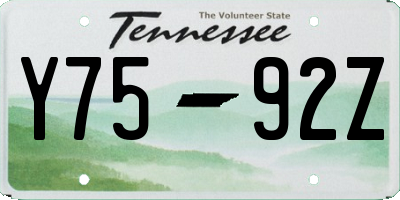 TN license plate Y7592Z