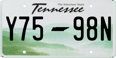 TN license plate Y7598N
