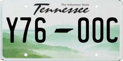 TN license plate Y7600C