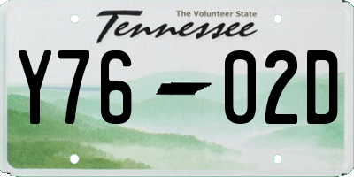 TN license plate Y7602D