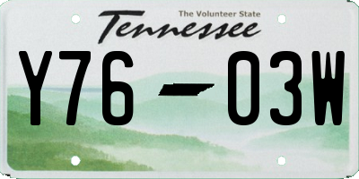TN license plate Y7603W