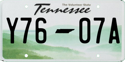 TN license plate Y7607A