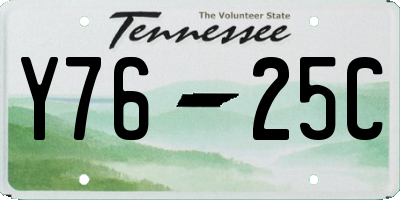 TN license plate Y7625C