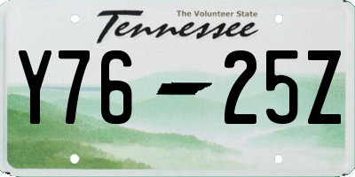 TN license plate Y7625Z
