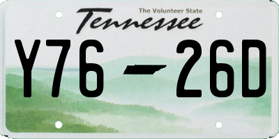 TN license plate Y7626D