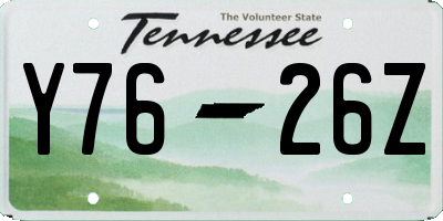 TN license plate Y7626Z