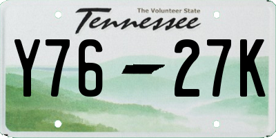 TN license plate Y7627K