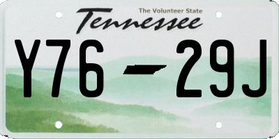 TN license plate Y7629J