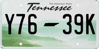 TN license plate Y7639K