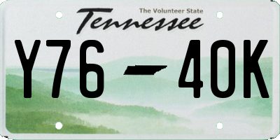 TN license plate Y7640K