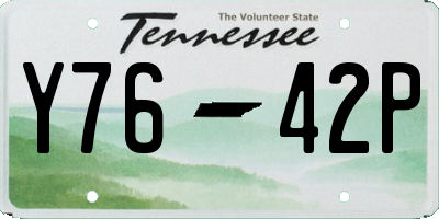 TN license plate Y7642P