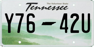 TN license plate Y7642U