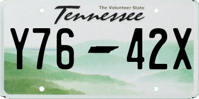 TN license plate Y7642X