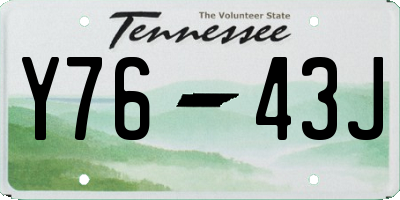 TN license plate Y7643J