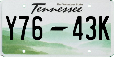 TN license plate Y7643K