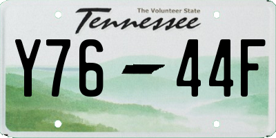 TN license plate Y7644F