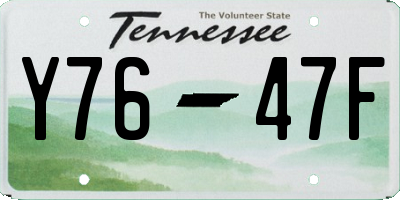TN license plate Y7647F