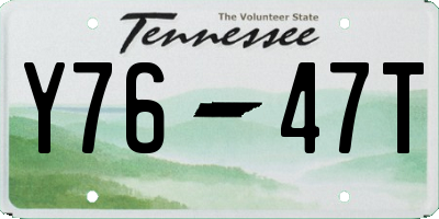 TN license plate Y7647T
