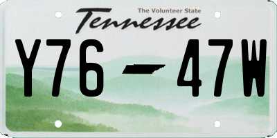 TN license plate Y7647W