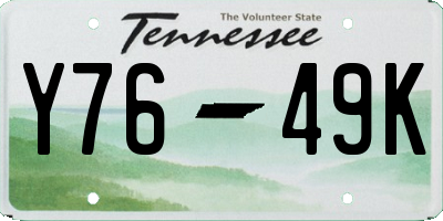 TN license plate Y7649K