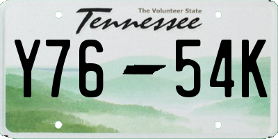 TN license plate Y7654K