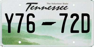 TN license plate Y7672D