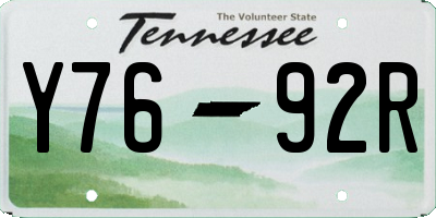 TN license plate Y7692R