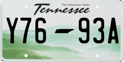 TN license plate Y7693A