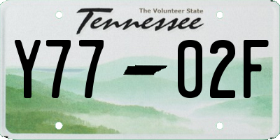 TN license plate Y7702F