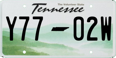 TN license plate Y7702W