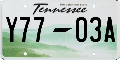 TN license plate Y7703A