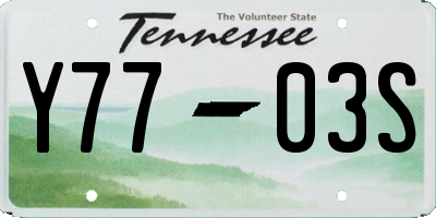 TN license plate Y7703S