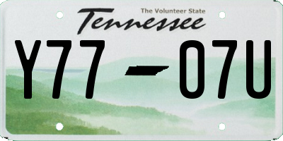 TN license plate Y7707U