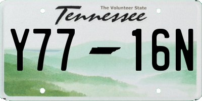 TN license plate Y7716N