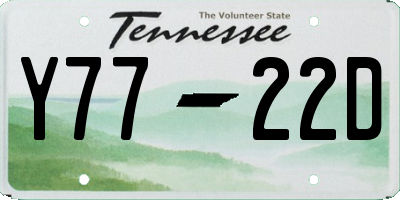 TN license plate Y7722D
