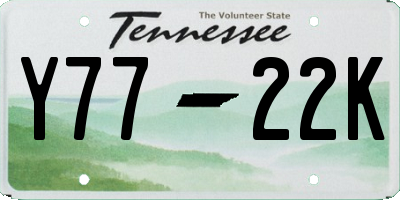 TN license plate Y7722K