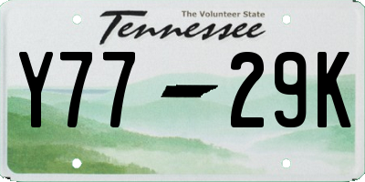 TN license plate Y7729K