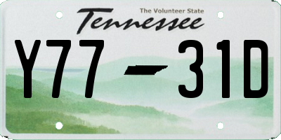 TN license plate Y7731D
