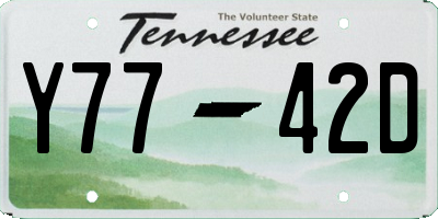 TN license plate Y7742D