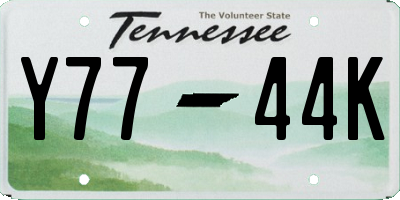 TN license plate Y7744K