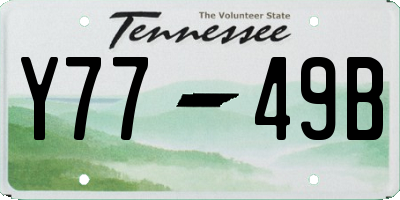 TN license plate Y7749B