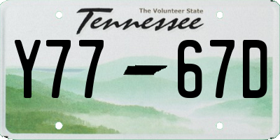 TN license plate Y7767D