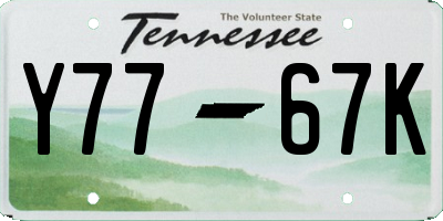 TN license plate Y7767K