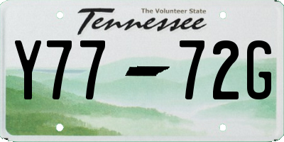 TN license plate Y7772G