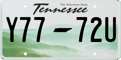 TN license plate Y7772U