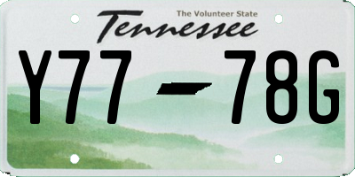TN license plate Y7778G