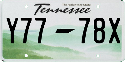 TN license plate Y7778X