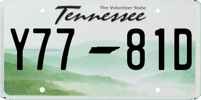 TN license plate Y7781D