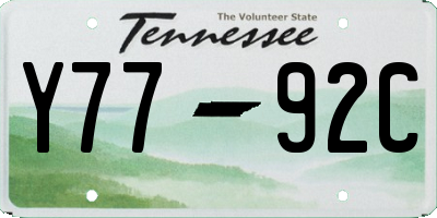 TN license plate Y7792C