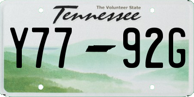 TN license plate Y7792G